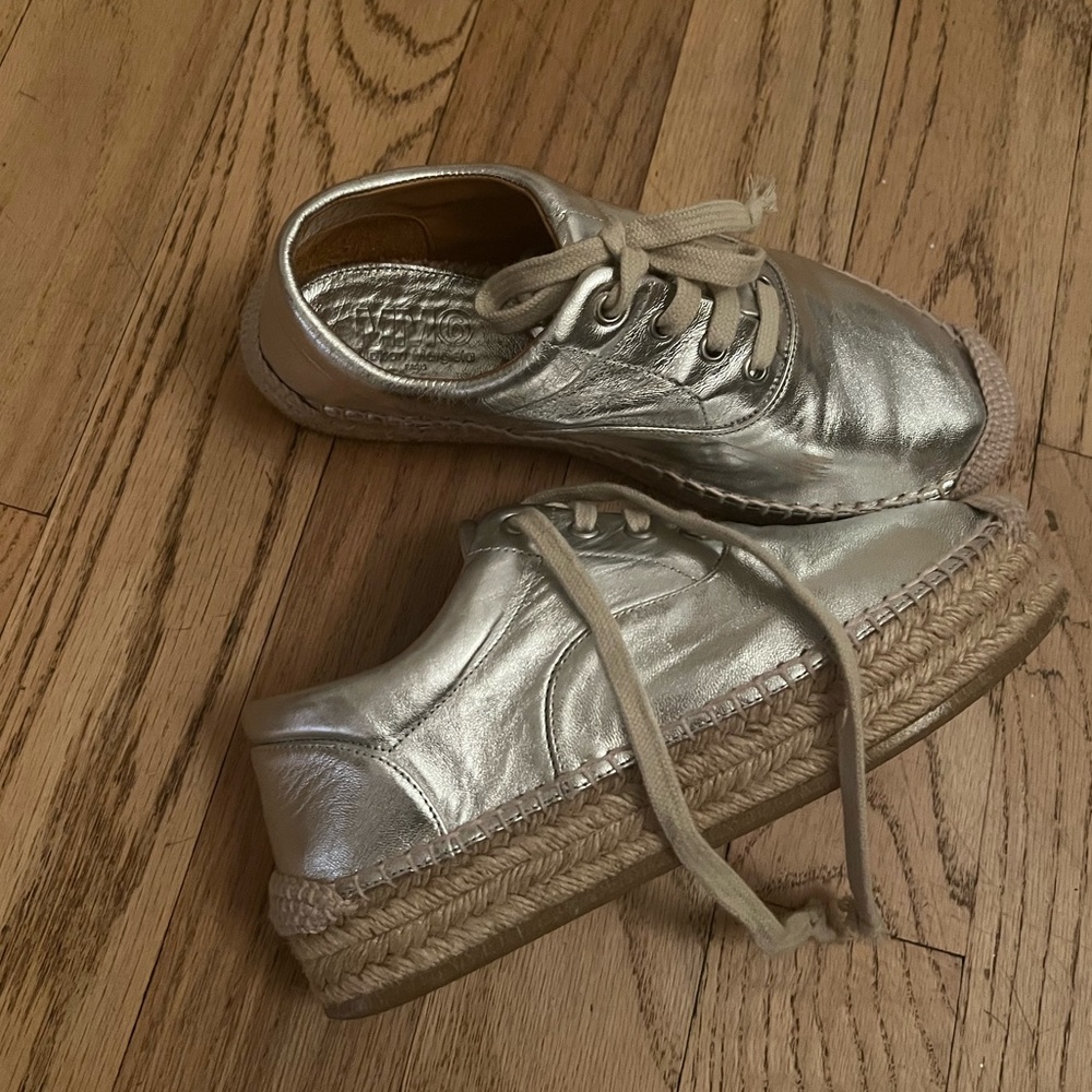 Maison Margiela - silver raffia sneakers - bit of a built-in platform - 37 - Picture 3 of 8